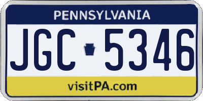 PA license plate JGC5346