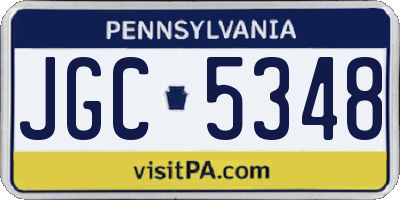 PA license plate JGC5348