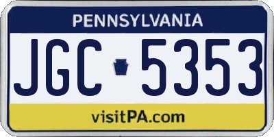 PA license plate JGC5353