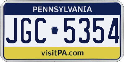 PA license plate JGC5354