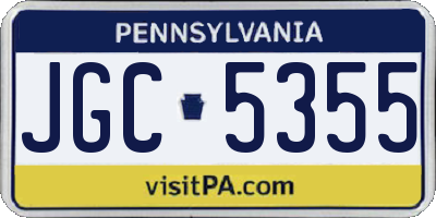 PA license plate JGC5355