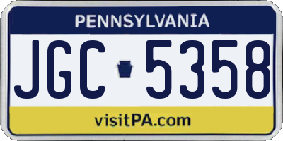PA license plate JGC5358