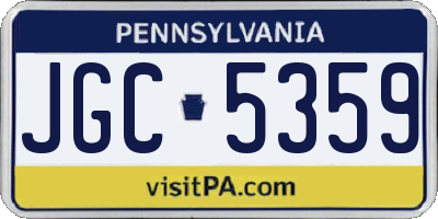 PA license plate JGC5359