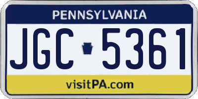 PA license plate JGC5361