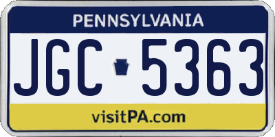 PA license plate JGC5363
