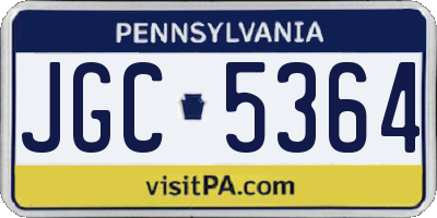 PA license plate JGC5364