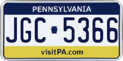 PA license plate JGC5366