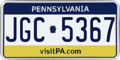 PA license plate JGC5367