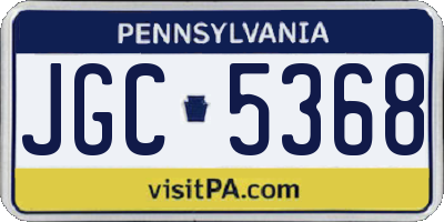 PA license plate JGC5368