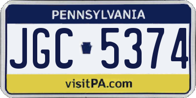 PA license plate JGC5374