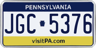 PA license plate JGC5376