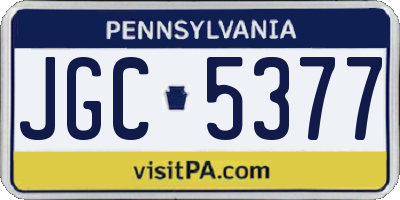 PA license plate JGC5377