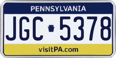 PA license plate JGC5378
