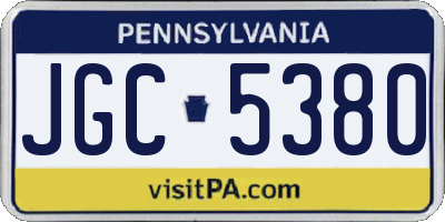 PA license plate JGC5380