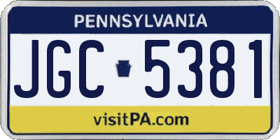 PA license plate JGC5381