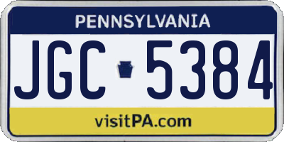 PA license plate JGC5384