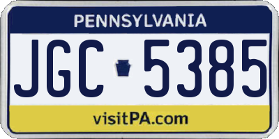 PA license plate JGC5385