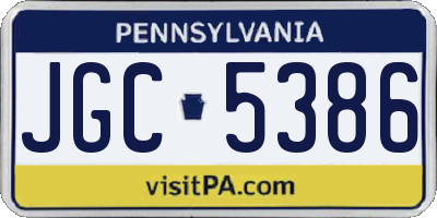 PA license plate JGC5386