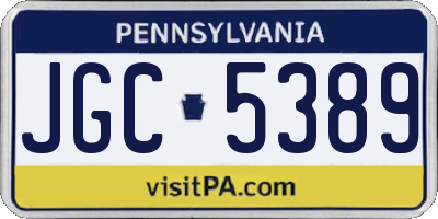 PA license plate JGC5389