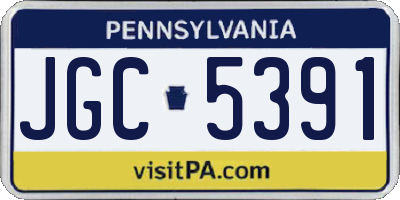 PA license plate JGC5391