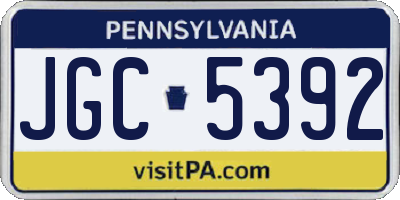 PA license plate JGC5392