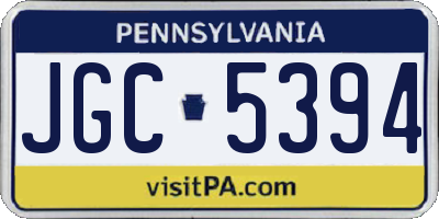 PA license plate JGC5394