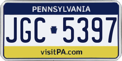 PA license plate JGC5397