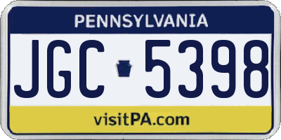 PA license plate JGC5398