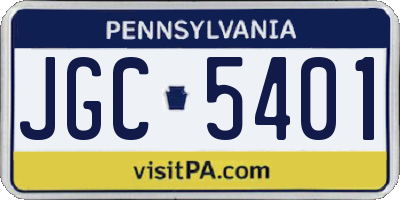 PA license plate JGC5401