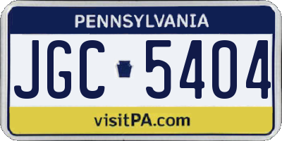 PA license plate JGC5404