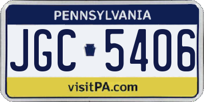 PA license plate JGC5406