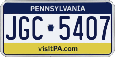 PA license plate JGC5407