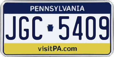 PA license plate JGC5409