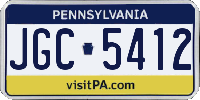 PA license plate JGC5412
