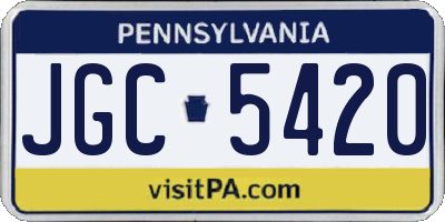 PA license plate JGC5420