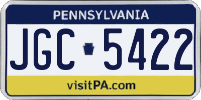 PA license plate JGC5422