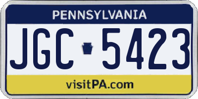 PA license plate JGC5423