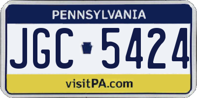 PA license plate JGC5424