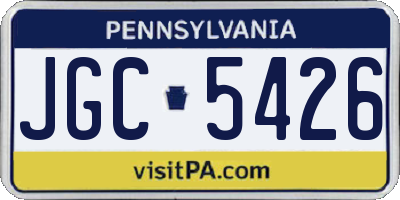 PA license plate JGC5426