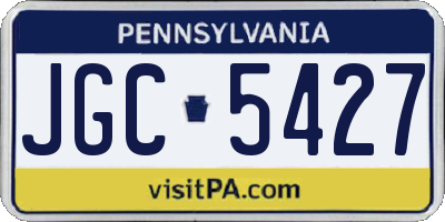 PA license plate JGC5427