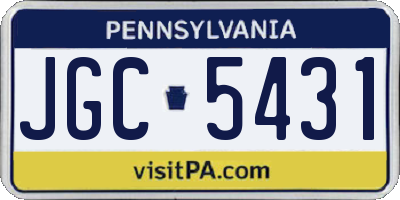 PA license plate JGC5431
