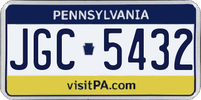 PA license plate JGC5432