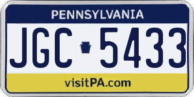 PA license plate JGC5433