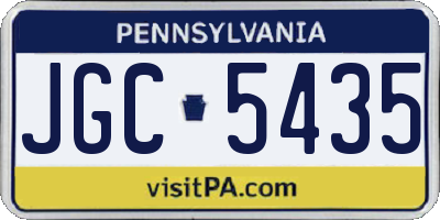 PA license plate JGC5435