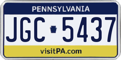PA license plate JGC5437