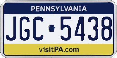 PA license plate JGC5438