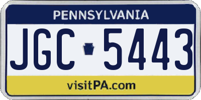 PA license plate JGC5443