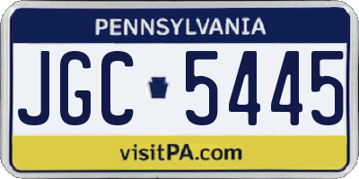 PA license plate JGC5445