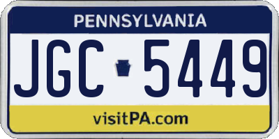 PA license plate JGC5449
