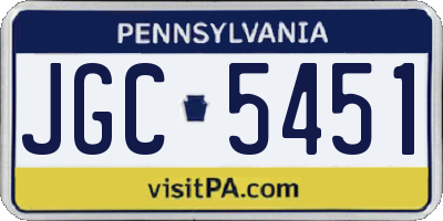 PA license plate JGC5451